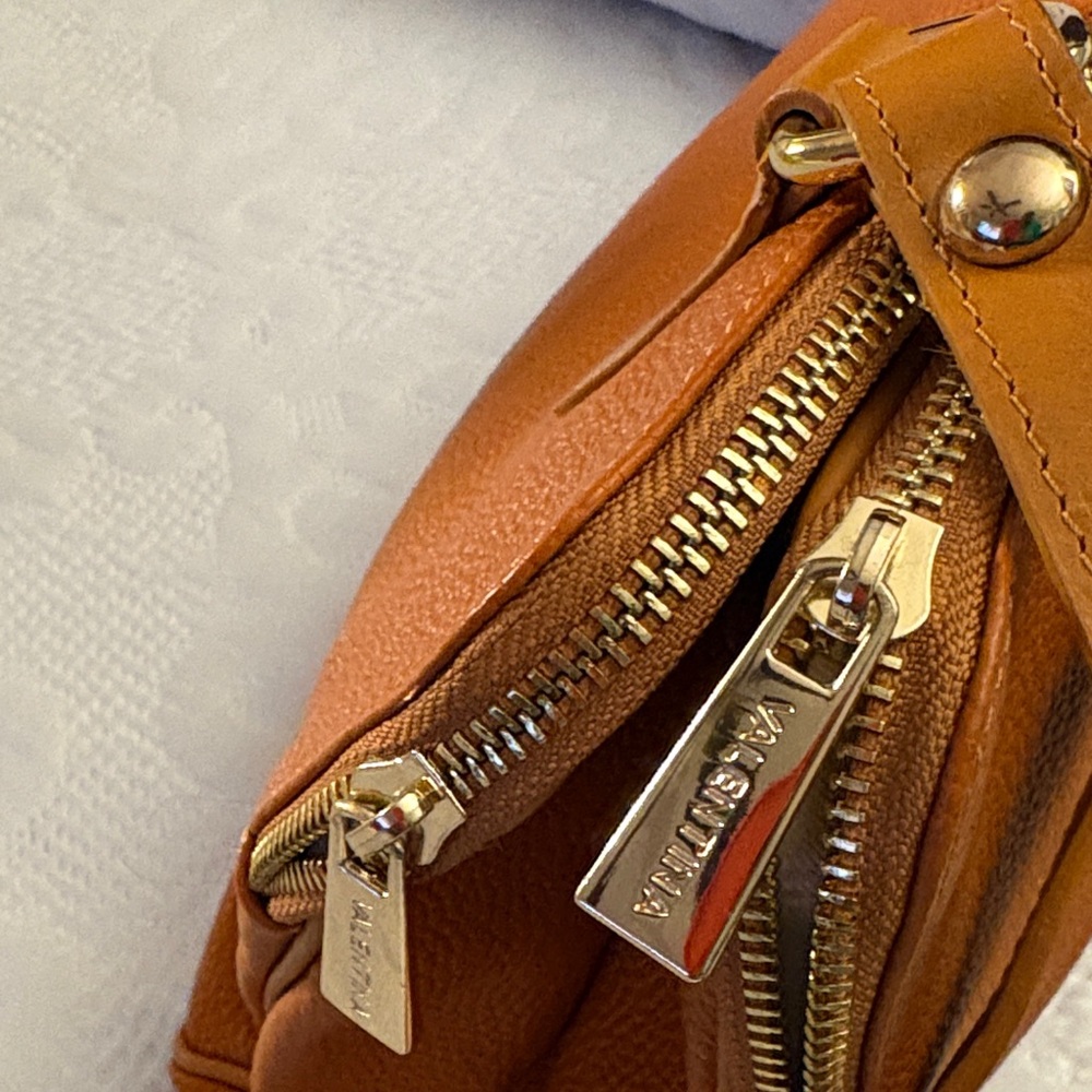 Valentina Rich Tan Shoulder Bag, Genuine Leather, Made in Italy - Picture 3 of 16